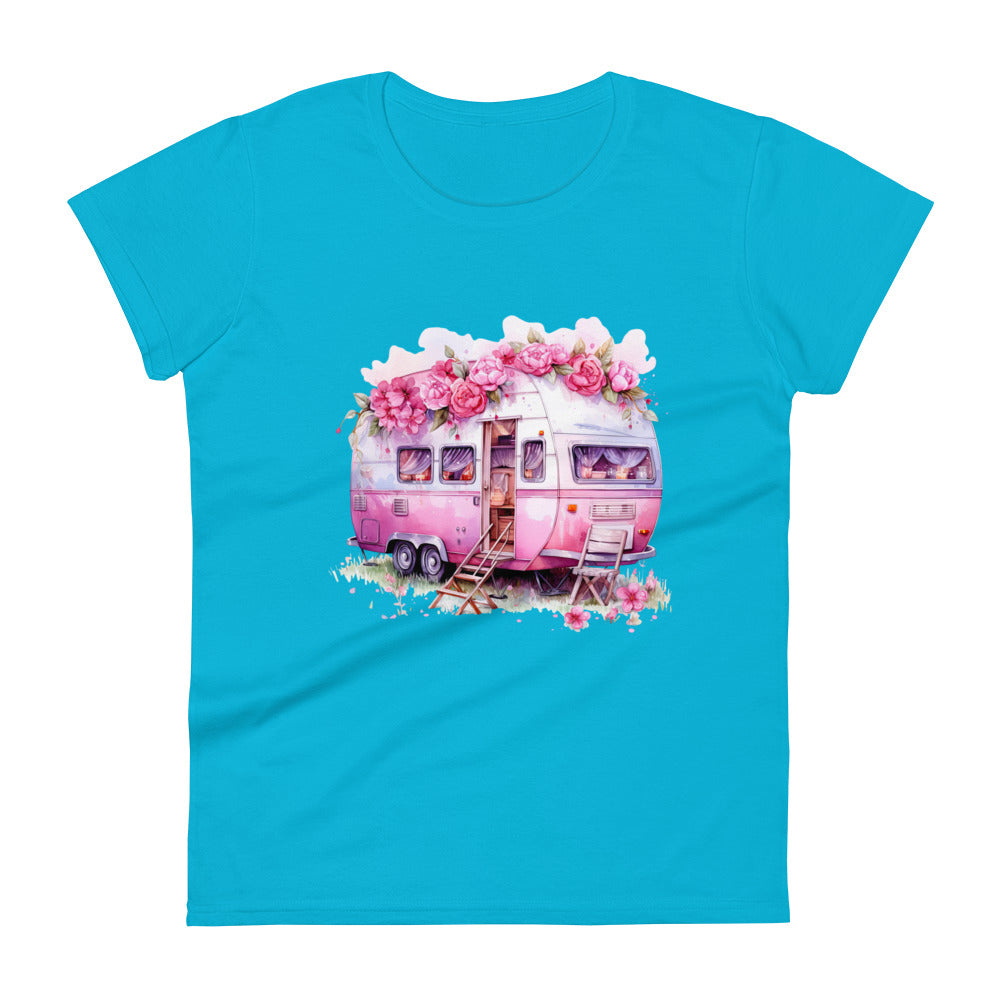 Floral Pink Campervan - Women's T-Shirt