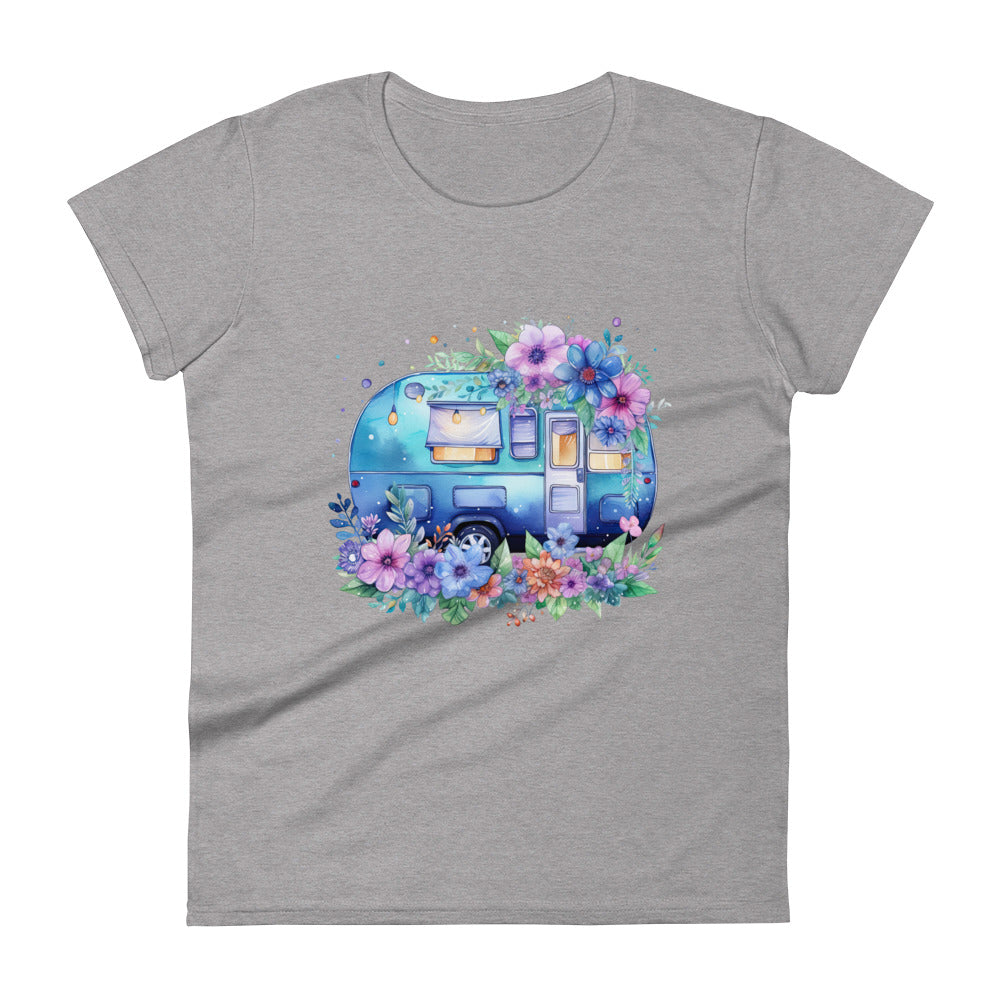 Floral Blue Campervan - Women's T-Shirt