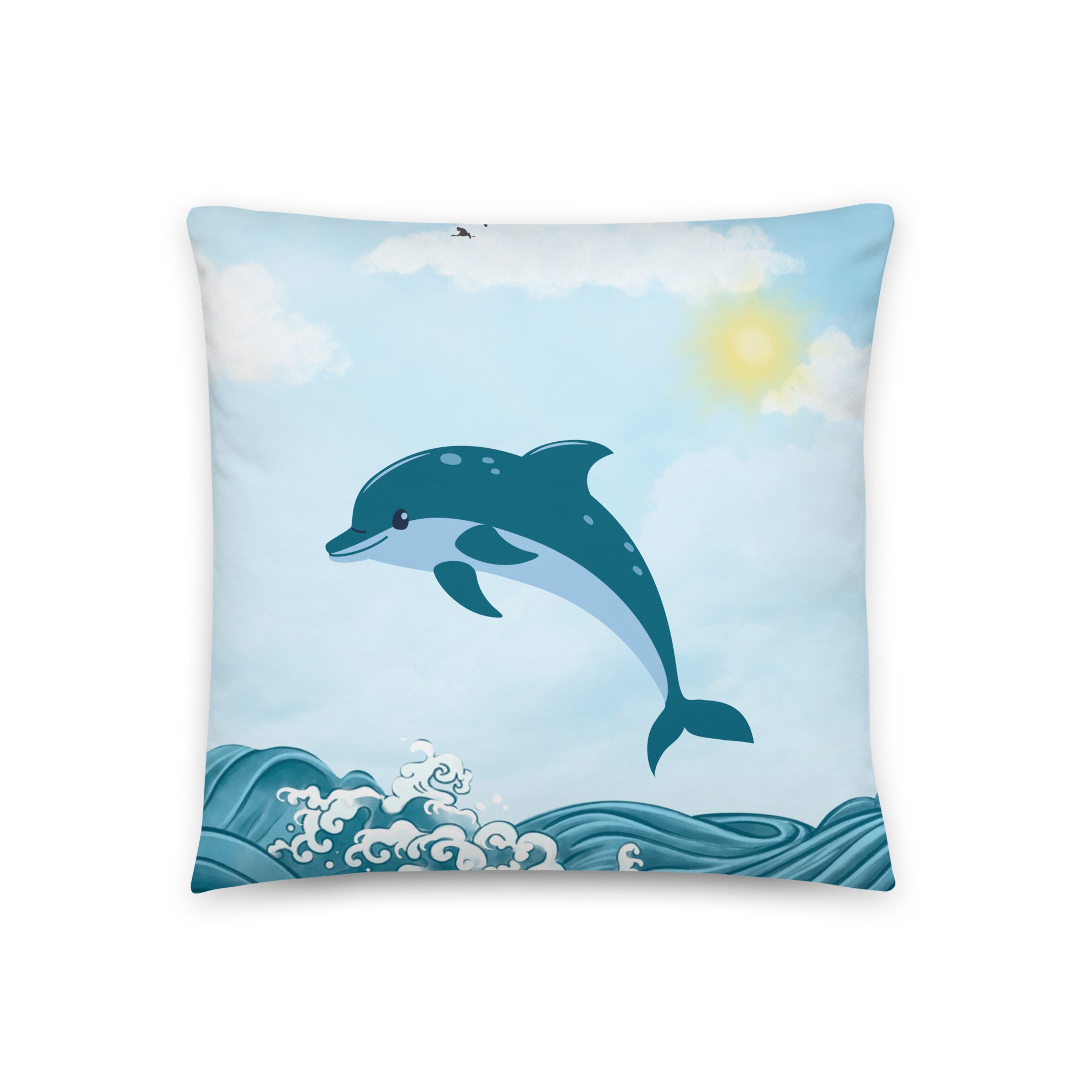 Sky Blue Dolphin - Throw Pillow