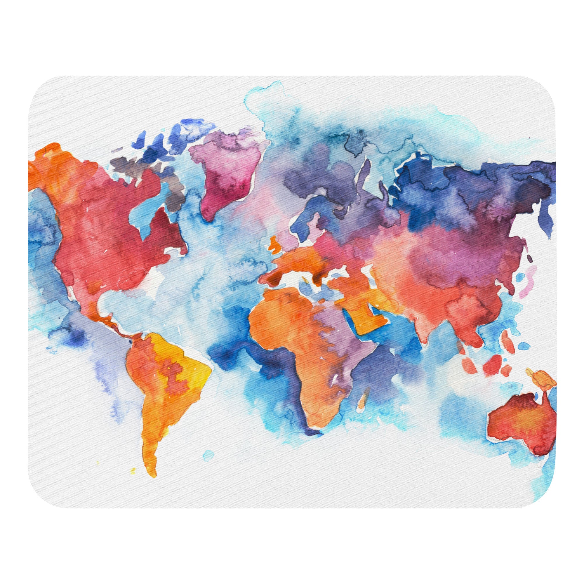 Watercolor World Map - Mouse Pad