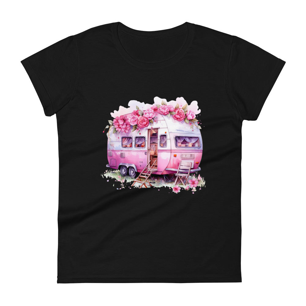 Floral Pink Campervan - Women's T-Shirt